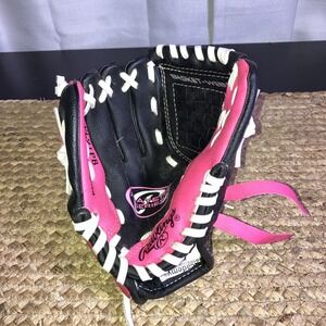 Rawlings Players Series 8Inch LHT Girls T-Ball Glove Black Pink PL91PB